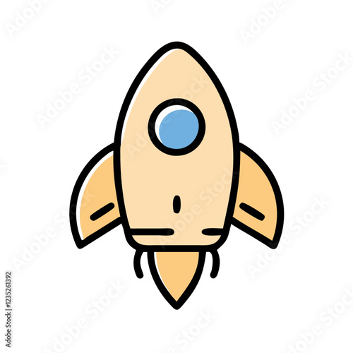 Rocket icon with blue and beige colors representing space exploration and innovation in an exciting design