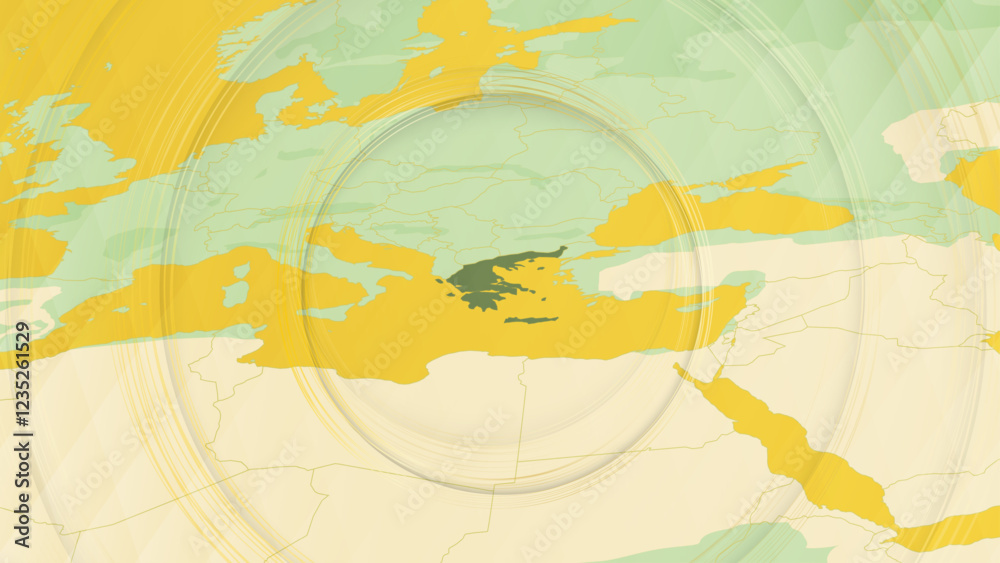 Fototapeta premium Abstract Map of Greece and Surrounding Regions with Circular Patterns.