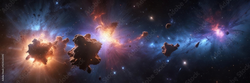 Fototapeta premium Galaxy cluster background with stars and nebulae in deep space, stars, galaxy