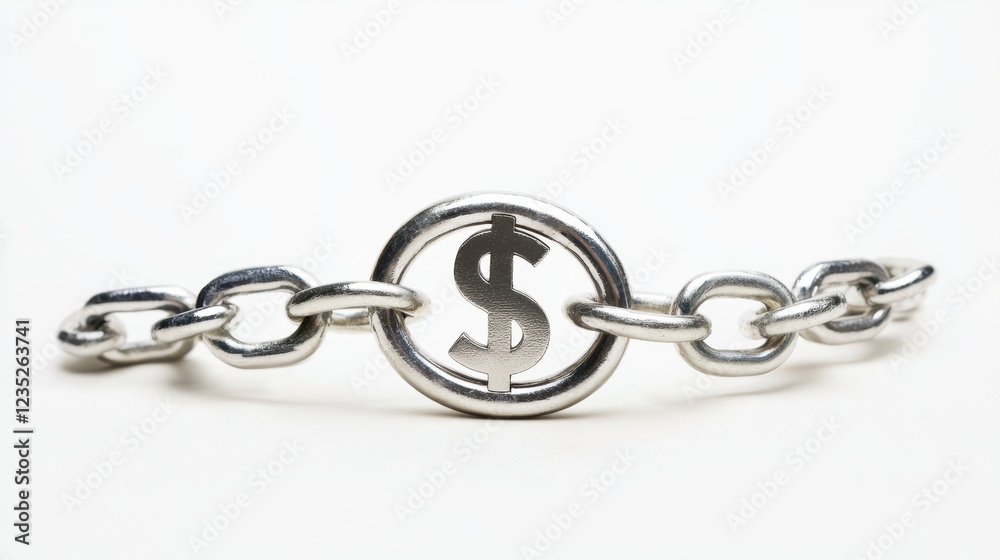 Obraz premium silver chain with dollar sign pendant symbolizes wealth and finance