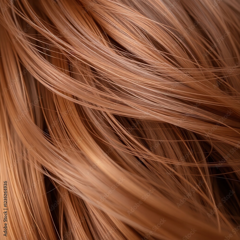 Naklejka premium Macro of Light Red Brown Brunette Hair Close Up