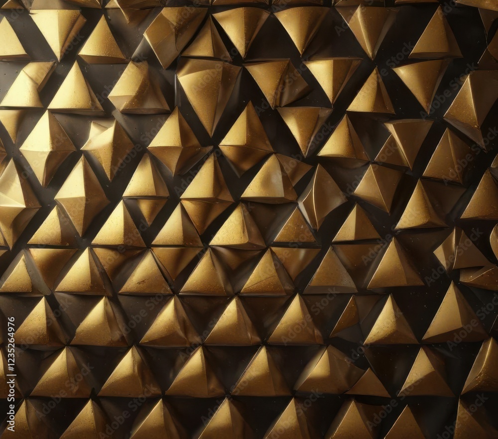Obraz premium Geometric pattern of golden triangles and circles, minimalist art, geometric pattern