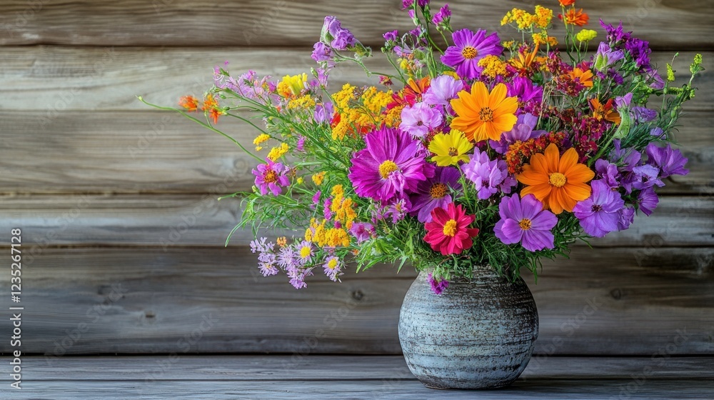 custom made wallpaper toronto digitalVibrant Wildflower Bouquet in Rustic Vase