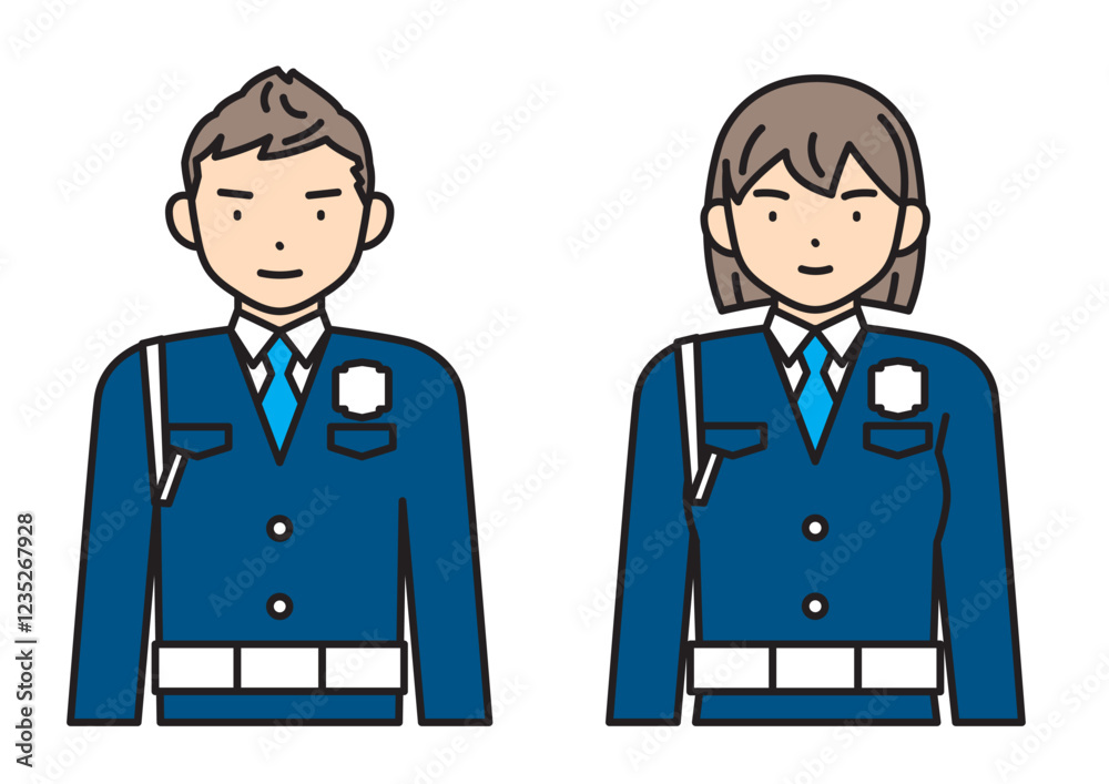 Naklejka premium keibi若い男性と女性の警備員