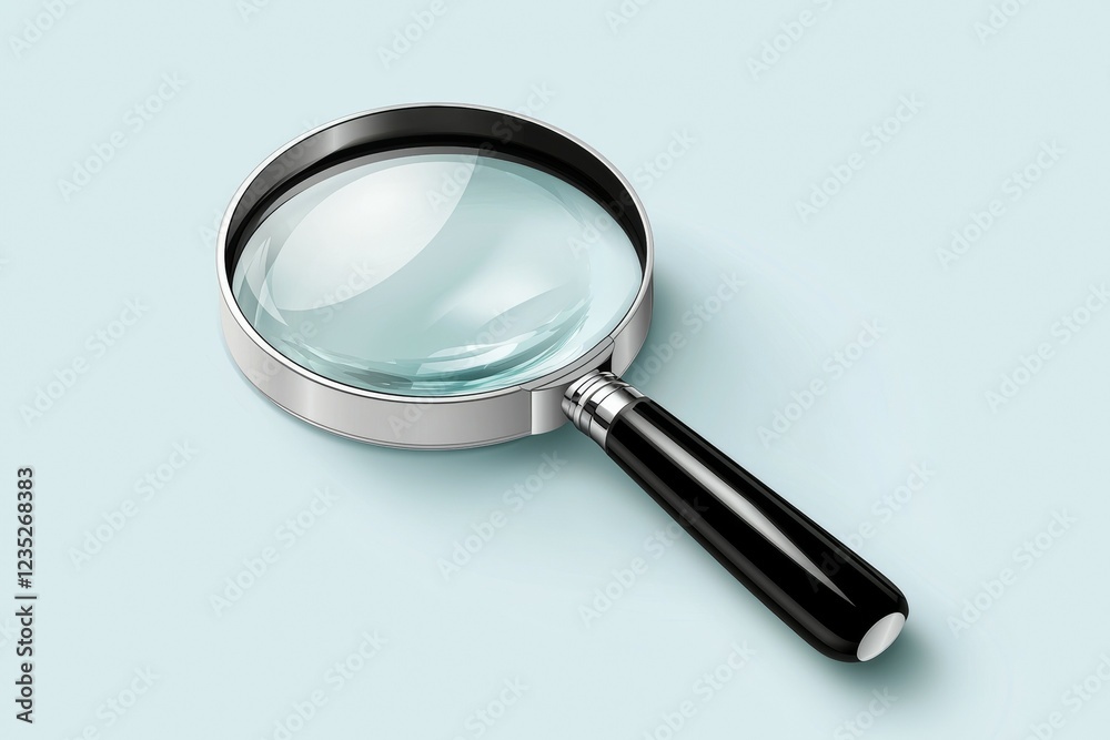 Magnifying glass is shown on a blue background Magnifying glass is shown on a blue background