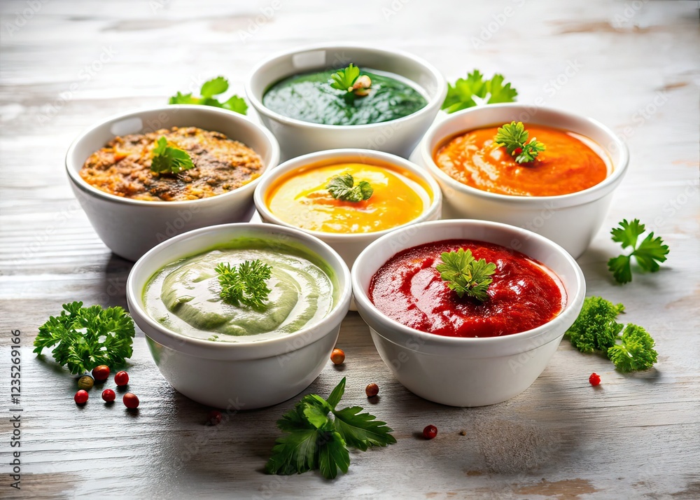 Dipping Sauces Bowls - Candid Food Photography Dipping Sauces Bowls - Candid Food Photography