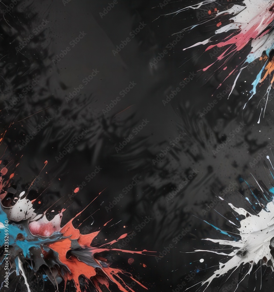 Fototapeta premium Grunge-inspired banner with splattered paint and ripped edges , rock, music