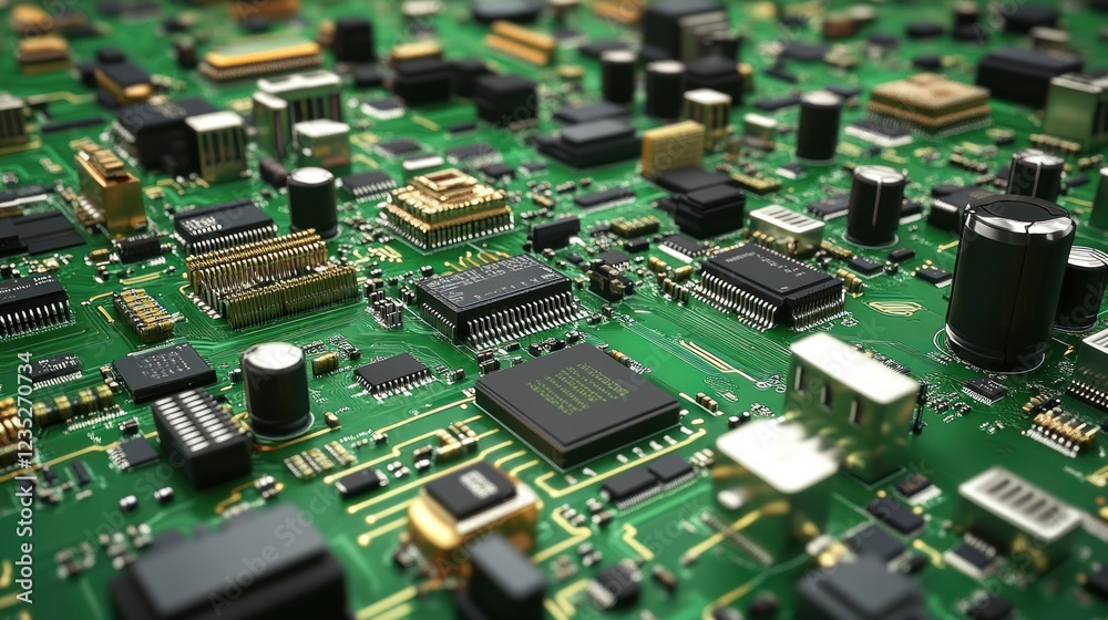 Detailed Close Up Of A Green Circuit Board Detailed Close Up Of A Green Circuit Board