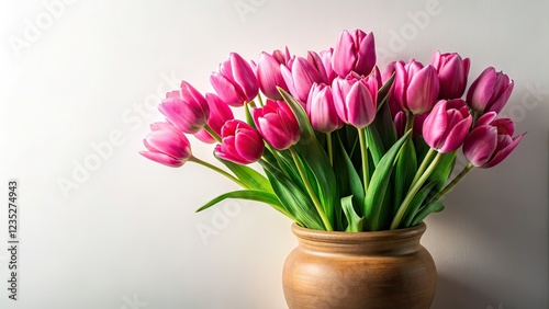 Wallpaper Mural Elegant Pink Tulip Bouquet in Clay Vase - AI Photography Torontodigital.ca
