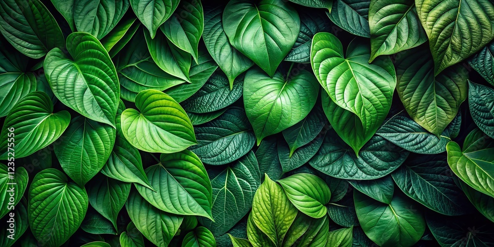 Dark Green Abstract Nature Background with Lush Green Leaf Pattern - Copy Space Dark Green Abstract Nature Background with Lush Green Leaf Pattern - Copy Space