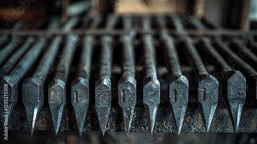 Many Metal Punches Aligned In A Row photo