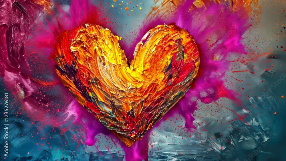 Vibrant heart explosion in a burst of colorful paint, Ai Generated