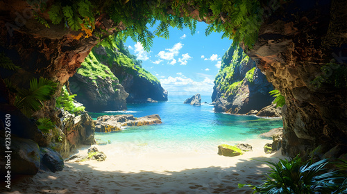 Wallpaper Mural Tropical cave beach paradise ocean view Torontodigital.ca