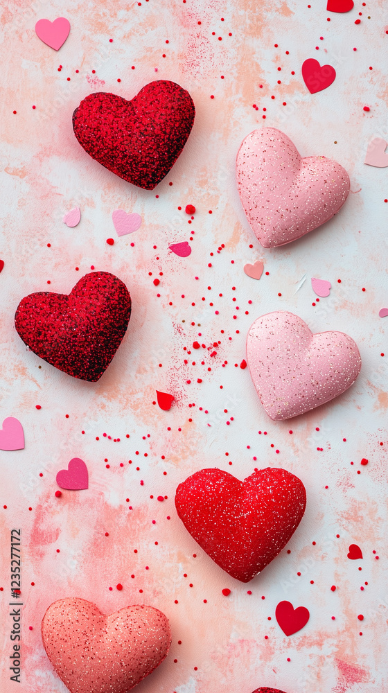 Obraz premium Heart-Shaped Valentine’s Cards on a Pastel Background