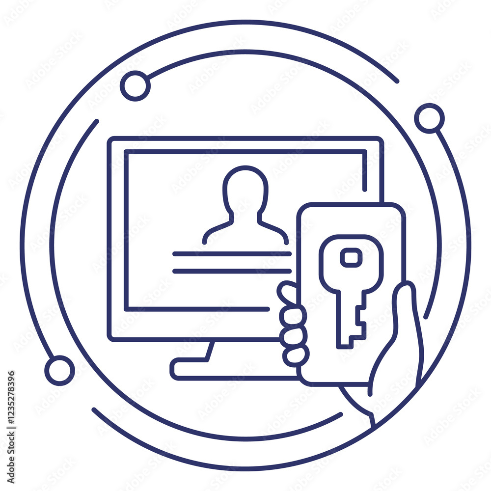Fototapeta premium two factor authentication line icon illustration