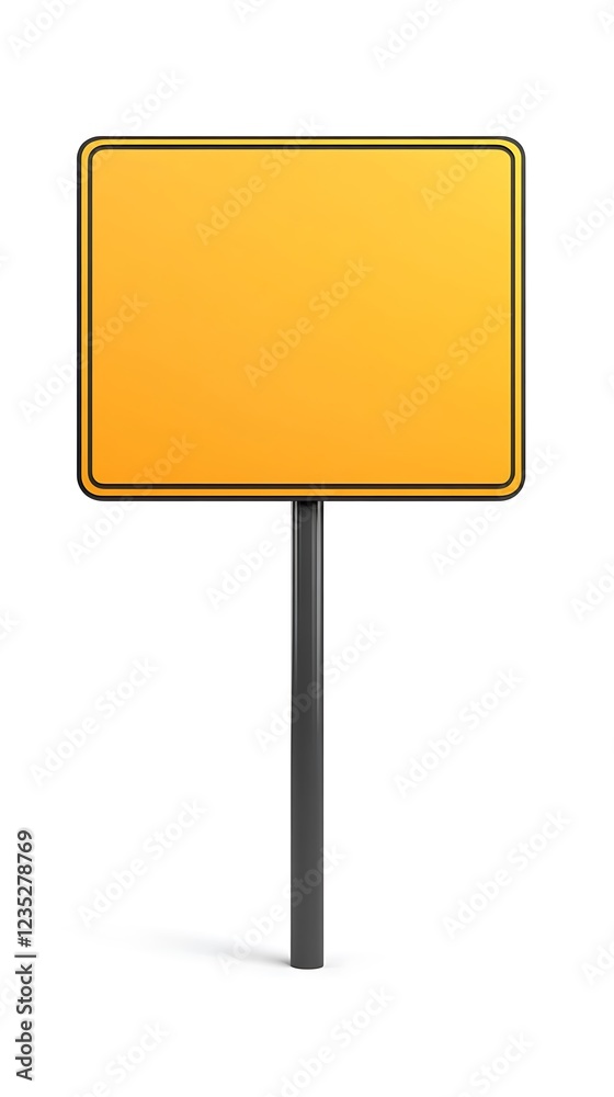 A blank yellow traffic sign on a black pole, indicating a warning or caution. A blank yellow traffic sign on a black pole, indicating a warning or caution.