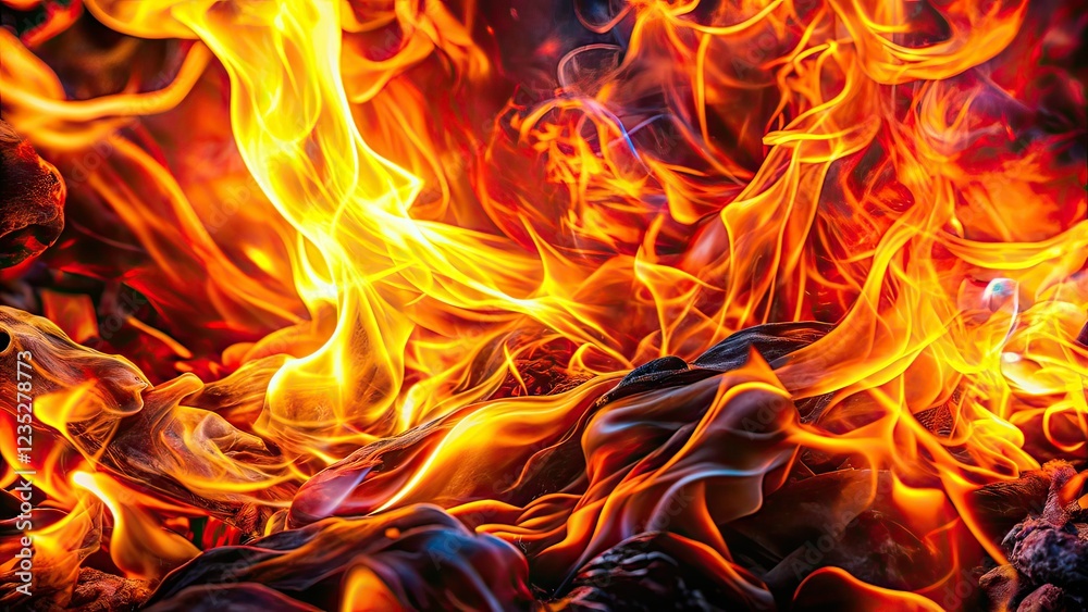 Fototapeta premium Fiery Abstract Flame Art, Intense Fire Photography, Burning Beauty