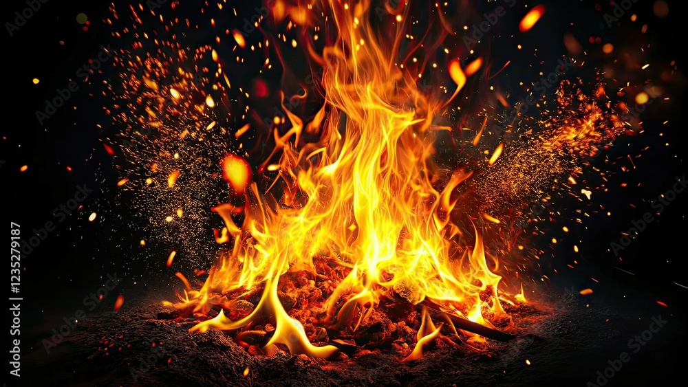 Fiery Sparkle Burn Effect - Aerial Photography Fiery Sparkle Burn Effect - Aerial Photography