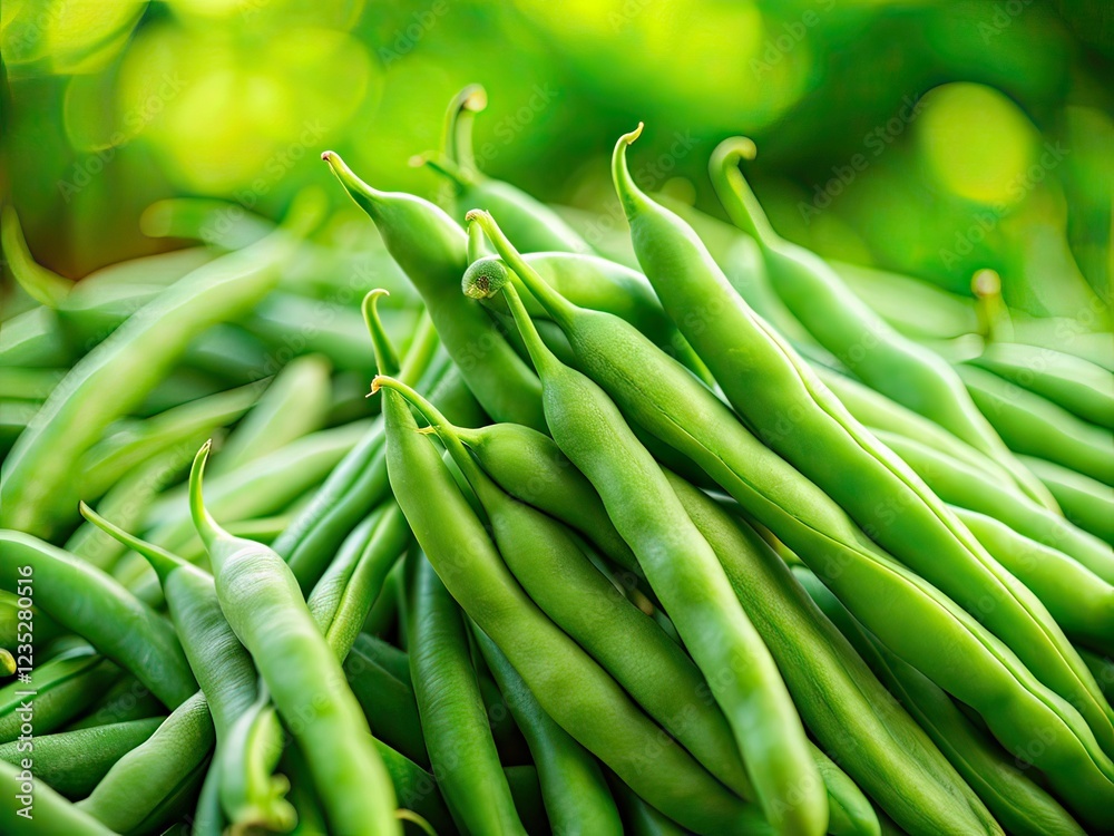 Fresh Green Beans Deep Field Photography, Vibrant Vegetables, Closeup Macro, Food Photography, High Resolution, Realistic Fresh Green Beans Deep Field Photography, Vibrant Vegetables, Closeup Macro, Food Photography, High Resolution, Realistic