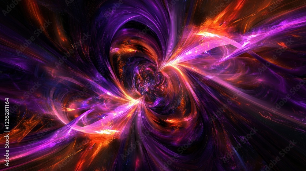 Abstract swirling cosmic nebula with vibrant purple and orange hues Abstract swirling cosmic nebula with vibrant purple and orange hues