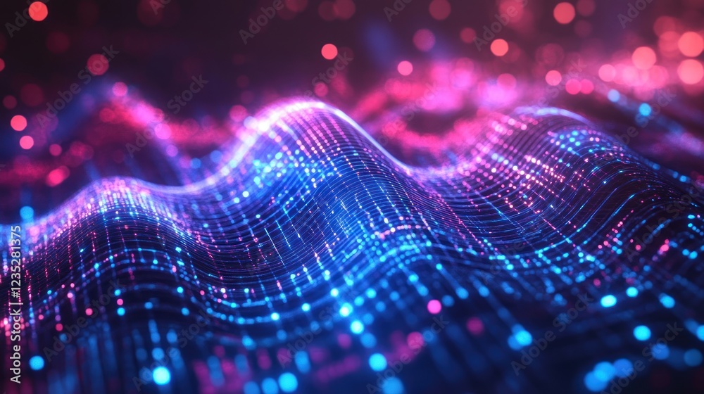Abstract Wavy Grid of Blue and Pink Lights Abstract Wavy Grid of Blue and Pink Lights