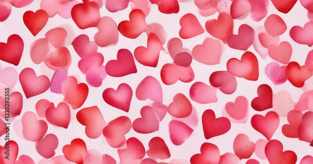 Cluster of small hand painted watercolor hearts in different shades of pink and red, pastel colors, whimsical art, cluster of hearts Cluster of small hand painted watercolor hearts in different shades of pink and red, pastel colors, whimsical art, cluster of hearts