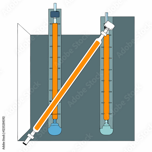 Burette Laboratory Research Vector Illustration – Clipart, Cartoons & Line Art Design,  High-quality burette laboratory research vector illustration, perfect for digital and print projects.