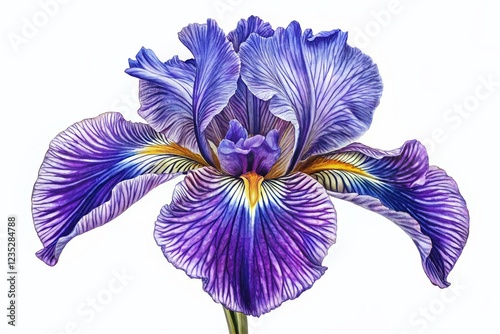 Elegant Iris Flower Outline, Botanical Line Art, Isolated Floral Design Element,  AI Generative Art