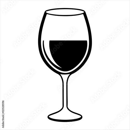 Wine glass silhouette vector art white background