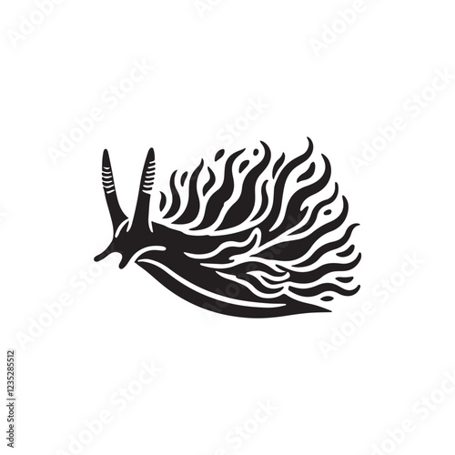 Black Color Nudibranch silhouette design Vector Illustration, Solid White Background (1).eps