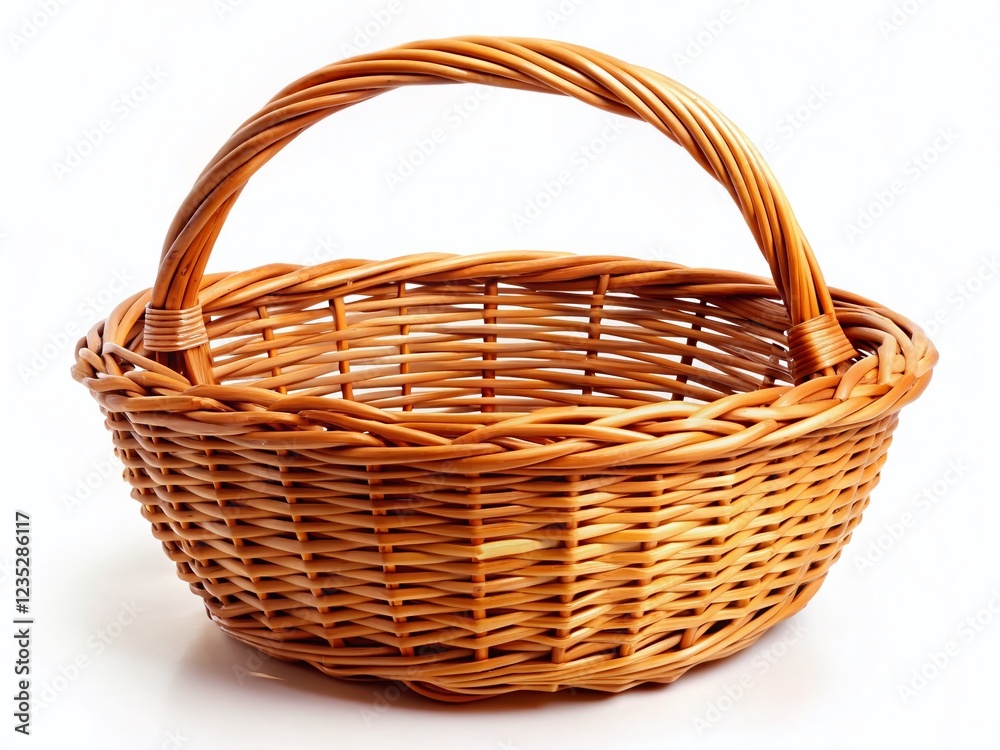 Obraz premium Empty Wicker Basket Isolated on White Background - Perfect for Product Displays & Crafts