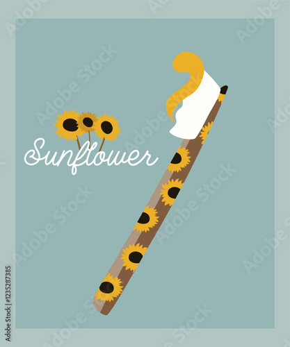 Illustration Toothbrush and Toothpaste Sunflower Taste