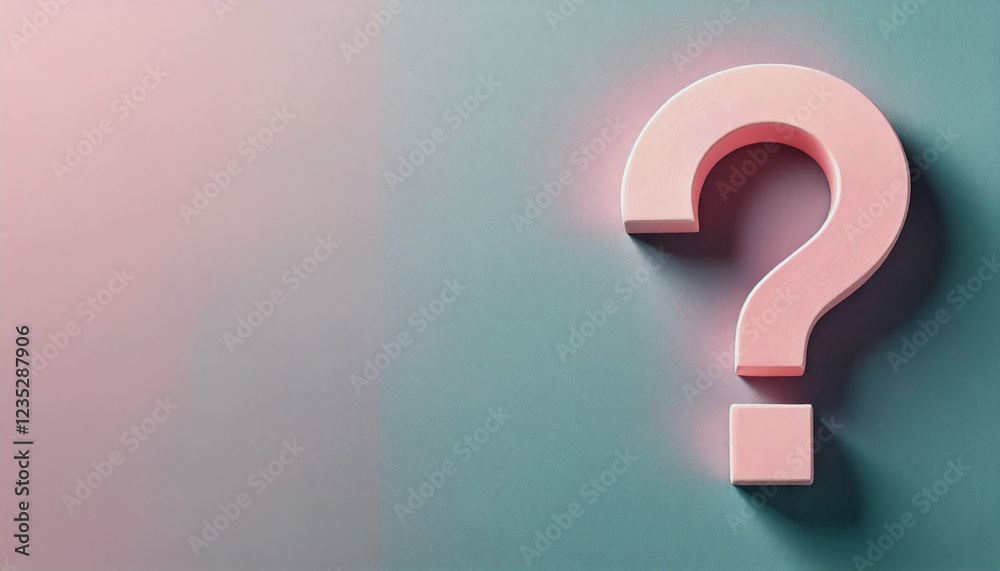 Creative Flat Lay Illustration of a Question Mark on Pastel Background Creative Flat Lay Illustration of a Question Mark on Pastel Background