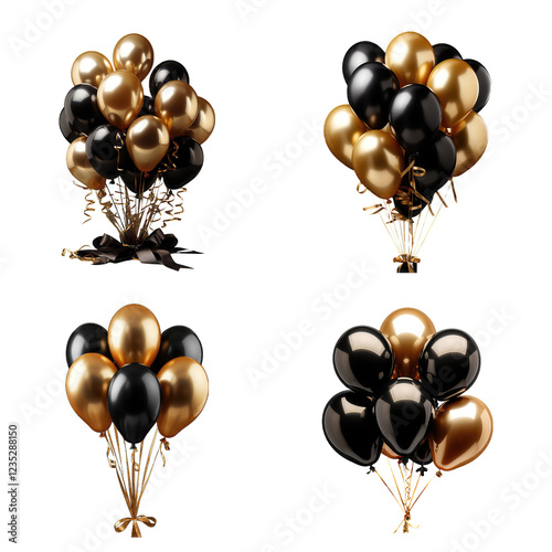 Elegant Black, and Gold Balloons Party Decorations Set
