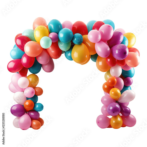 Colorful Balloon Arch, Party Decoration, Festive Balloons, Birthday Celebration, Transparent background