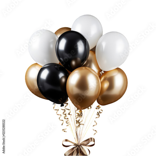 Elegant Black, White, and Gold Balloons Party Decoration