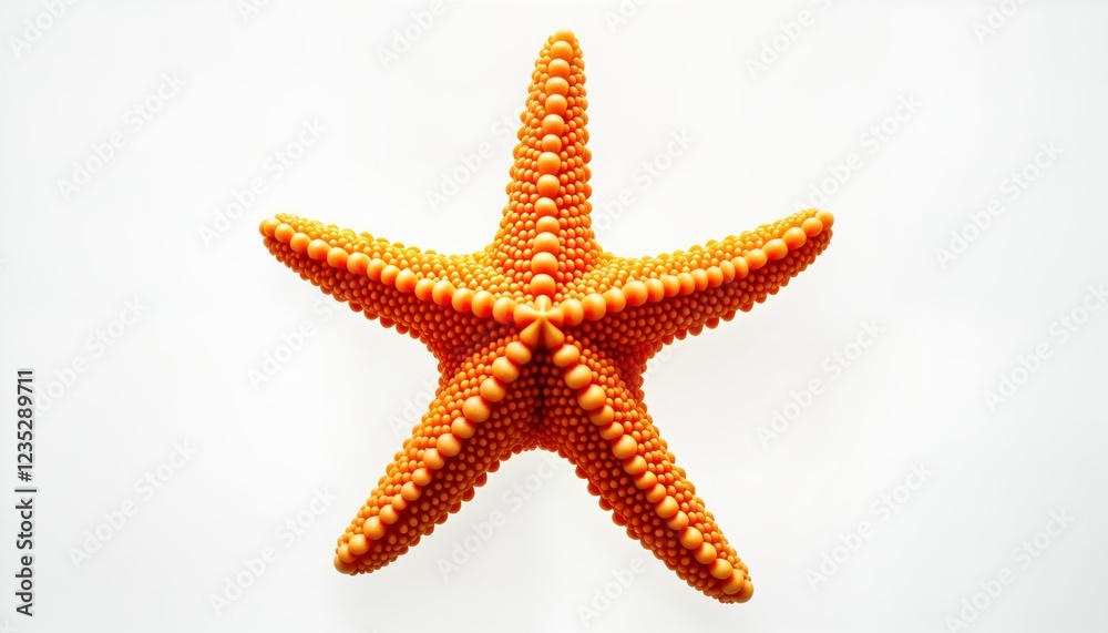 Orange starfish isolated on white background. Detailed view of bumpy textured starfish. Studio shot marine life. Close-up shows intricate structure, color. Suitable for ocean-themed projects. Perfect Orange starfish isolated on white background. Detailed view of bumpy textured starfish. Studio shot marine life. Close-up shows intricate structure, color. Suitable for ocean-themed projects. Perfect