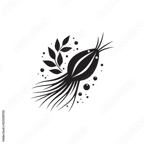 Black Color Plankton silhouette design Vector Illustration, Solid White Background (5).eps