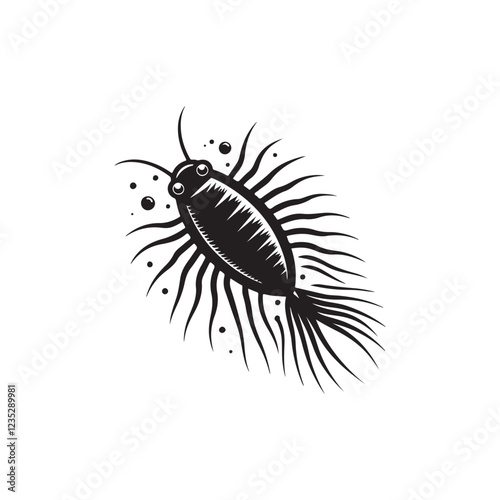 Black Color Plankton silhouette design Vector Illustration, Solid White Background (8).eps
