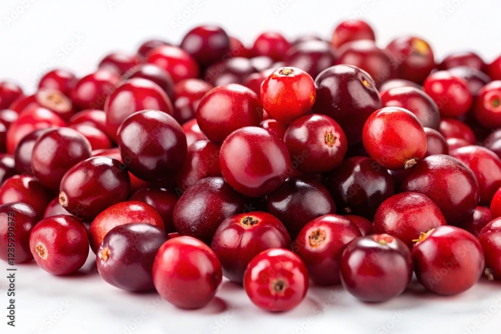 Fresh Cranberries Isolated on White Background - Vibrant Red Berries Fresh Cranberries Isolated on White Background - Vibrant Red Berries