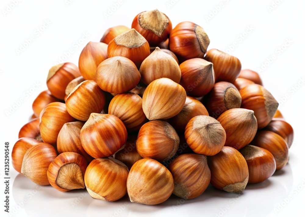 Fresh Hazelnuts on White Background - High-Resolution Stock Photo Fresh Hazelnuts on White Background - High-Resolution Stock Photo