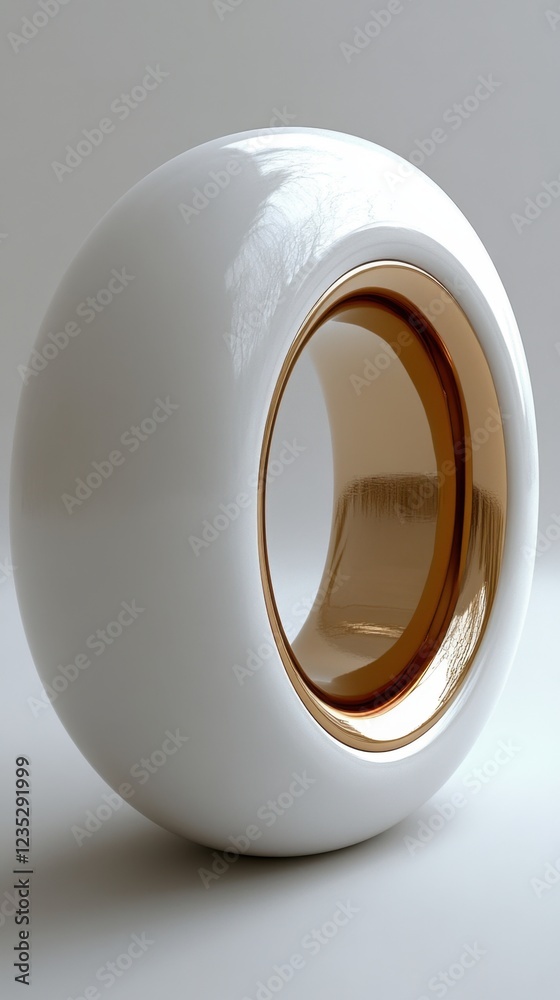 Modern white and gold decorative object showcasing sleek design and smooth finish in a minimalist setting Modern white and gold decorative object showcasing sleek design and smooth finish in a minimalist setting