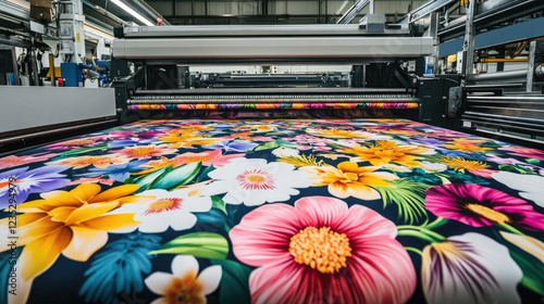 High-Tech Textile Printing Machine with Vibrant Floral Design