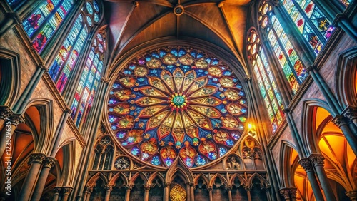Gothic Rose Window, St. Patrick's Cathedral, New York City - Low Light Night Photography