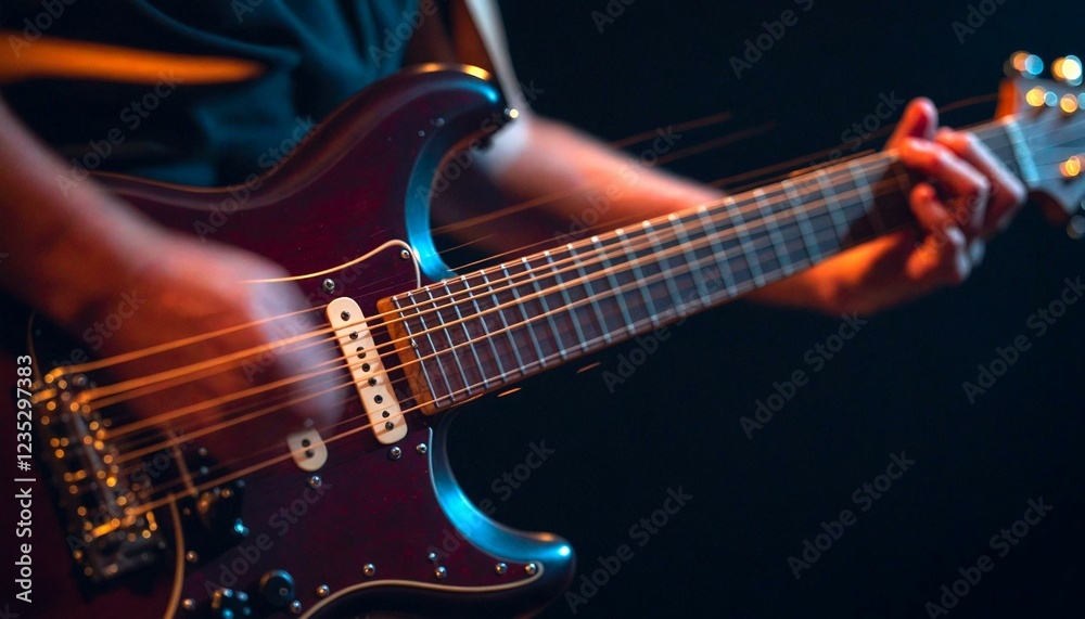 Naklejka premium Close-up electric guitar performance
