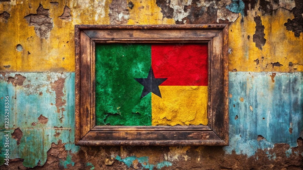 Naklejka premium Guinea-Bissau Flag Border: Vertical Urban Exploration Photography