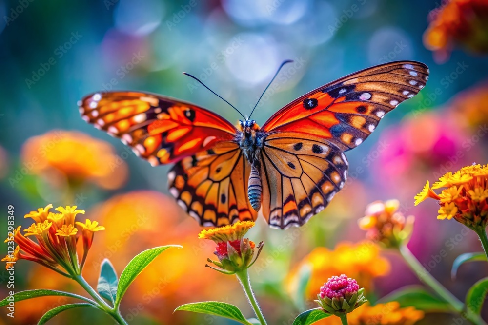 Fototapeta premium Gulf Fritillary Butterfly on Wildflower Close-up