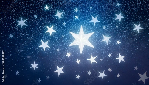 Stars on blue background. Glowing stars.