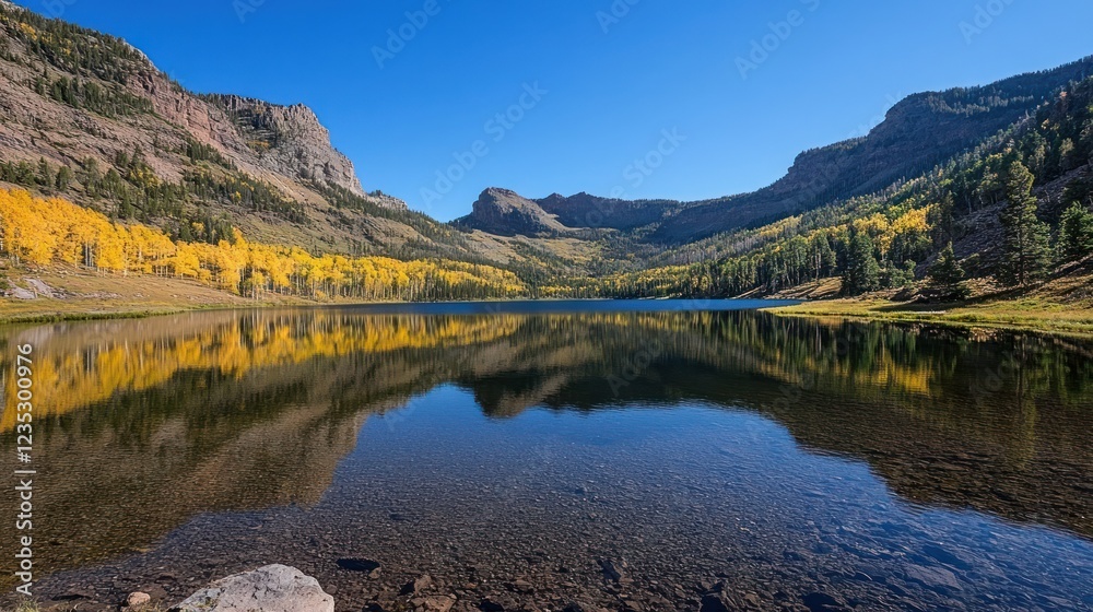Autumnal Reflections in a Mountain Lake Surround Autumnal Reflections in a Mountain Lake Surround