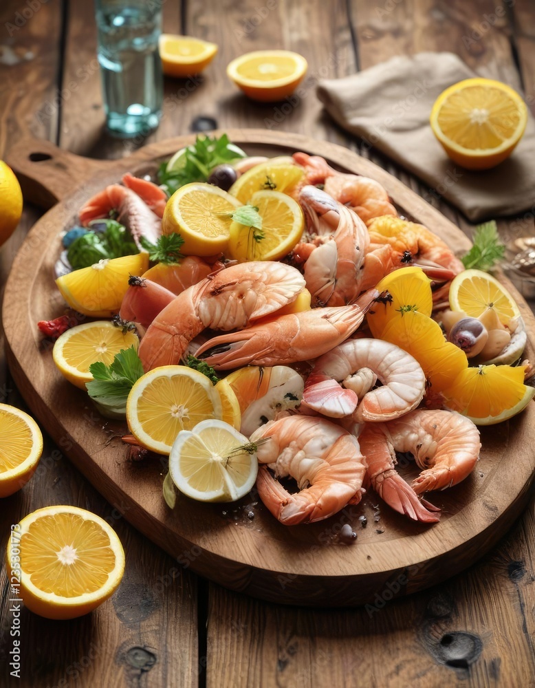 Fresh seafood marinated in citrus juices on a rustic wooden table , citrus marinade, seafood, ceviche Fresh seafood marinated in citrus juices on a rustic wooden table , citrus marinade, seafood, ceviche